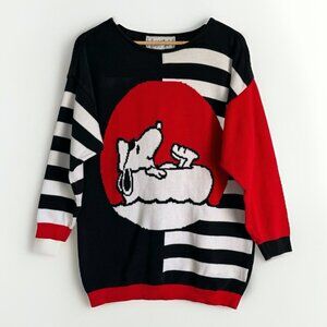 JC de Castelbajac RARE Vintage Snoopy Peanuts Sweater Red Size 44 EU US 12
